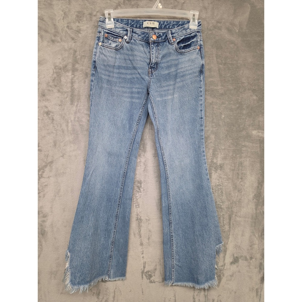 Free People Jeans Light Wash Frayed Step Hem Flare Leg Size 26 We the Free